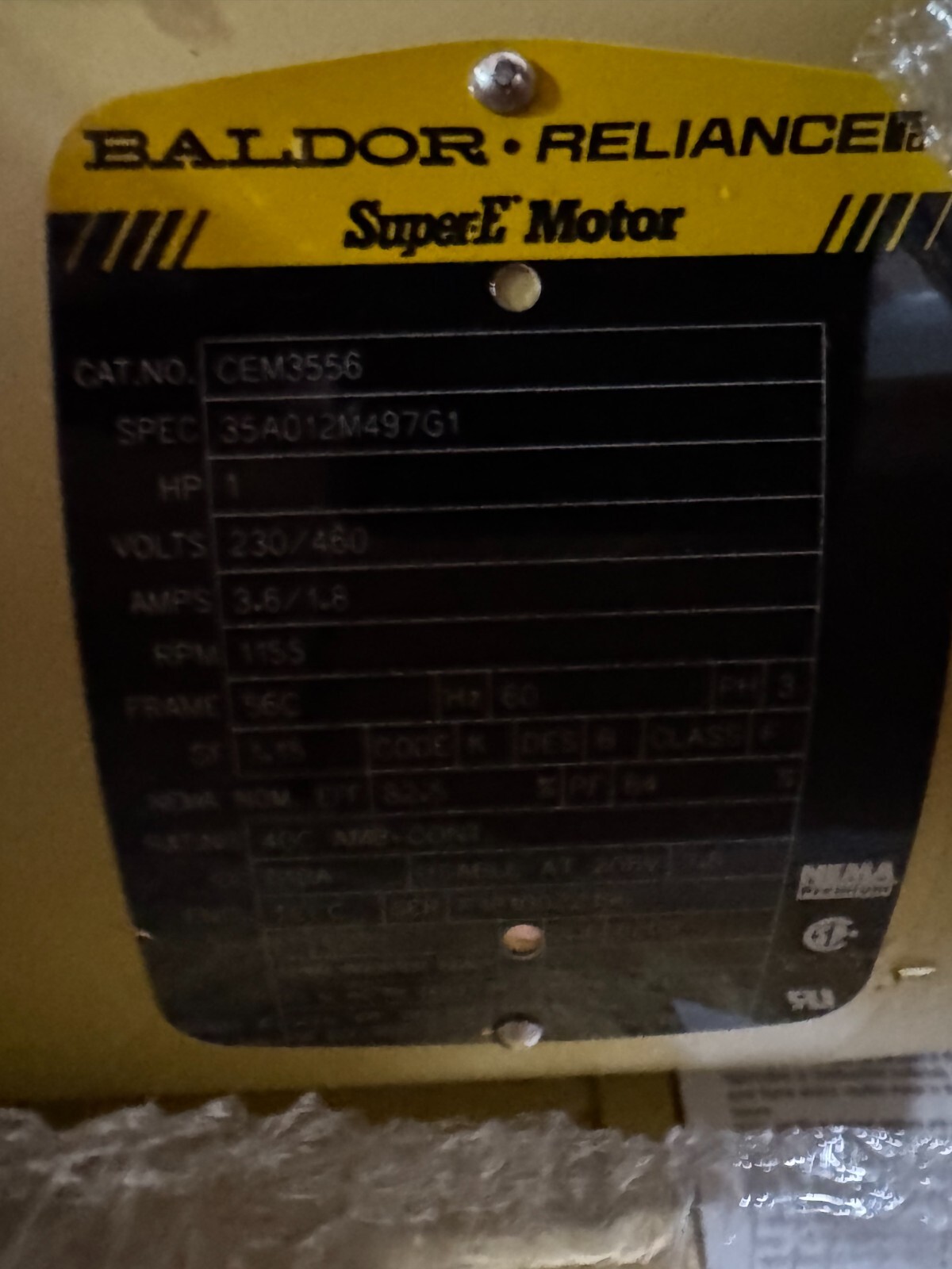 BALDOR DC MOTOR M6 1HP MOD CD5318 1750 RPM 180 VOLT DC .3/.6 AMP 3 PH AMP FR56C