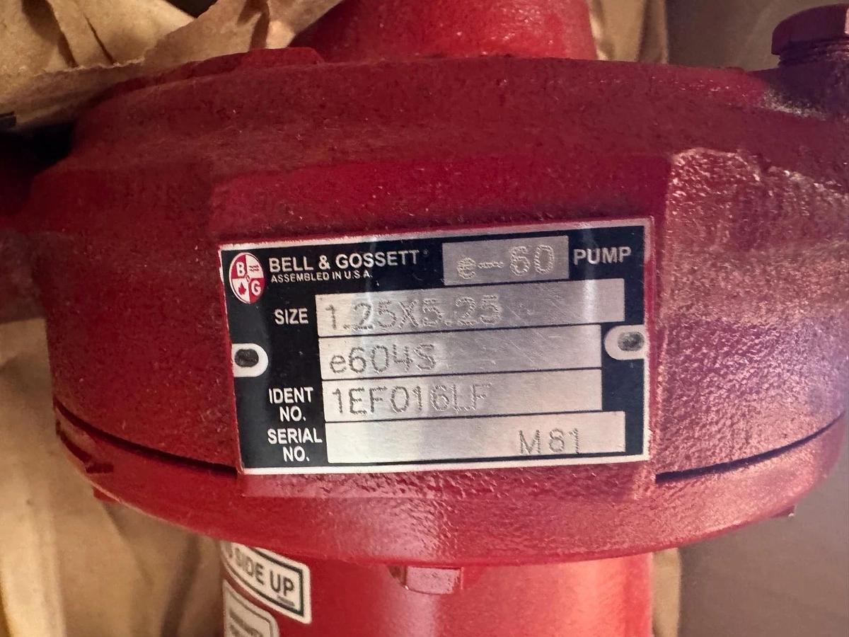 BELL & GOSSETT PUMP 1.25" X 5.25" IMP ZH8 9 SER E604S WEF016LF M81 1/4 HP