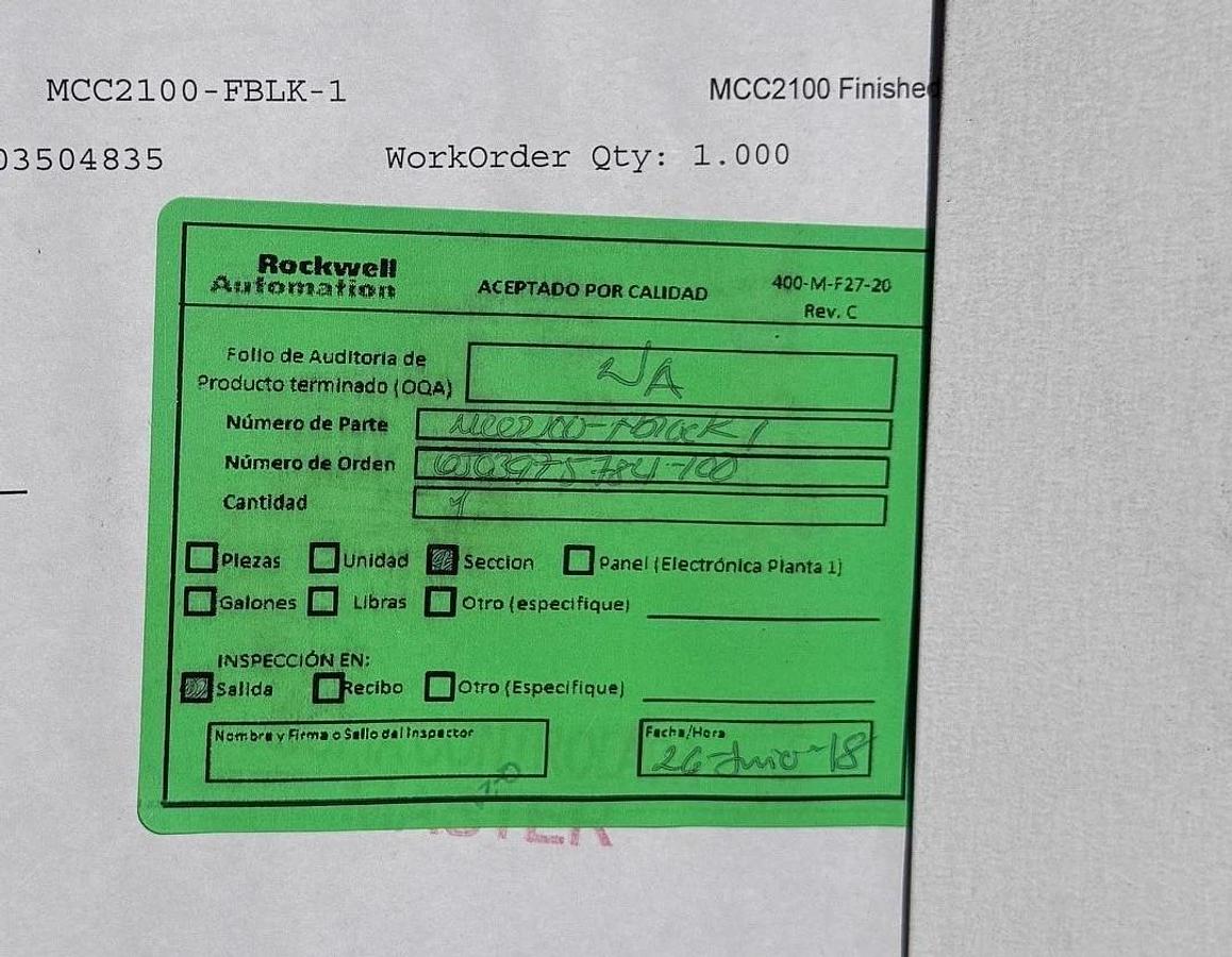 MOTOR CONTROL CENTER ABB MCC2100-FBLK-1 600 AMP VA12D CAT # 6503975784/100