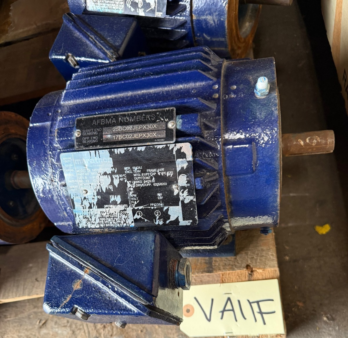 MARATHON Motor 2HP VA11EFG MODEL ZA145-THTN19058AAJ 1740 RPM 460 V FRAME 145T
