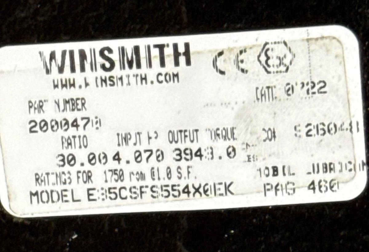 WINSMITH GEAR REDUCER 1XWC MOD E85CSFS554X0EK 1750 RPM IN 30 TO 1 RATIO