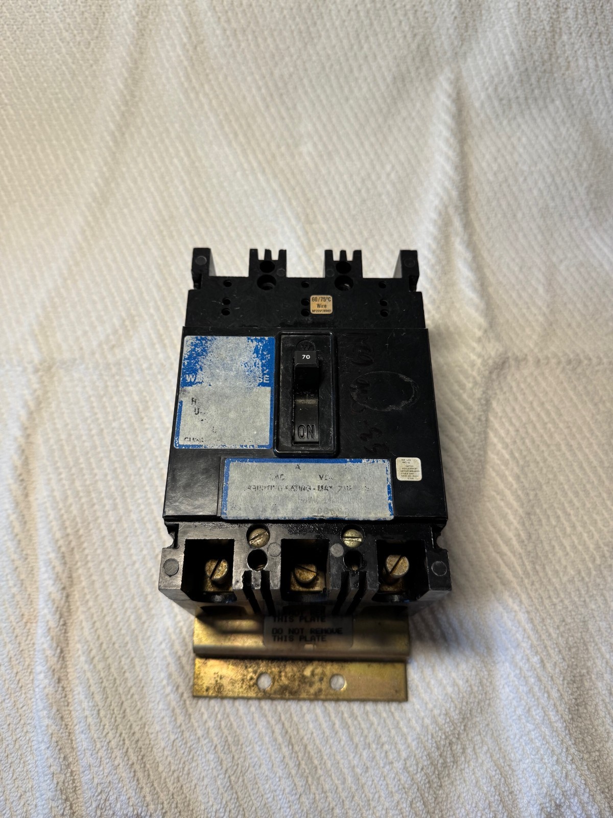 70 AMP WESTINGHOUSE POWER CURRENT LIMITING CIRCUIT BREAKER  ZZ2  600 V 3 POLE