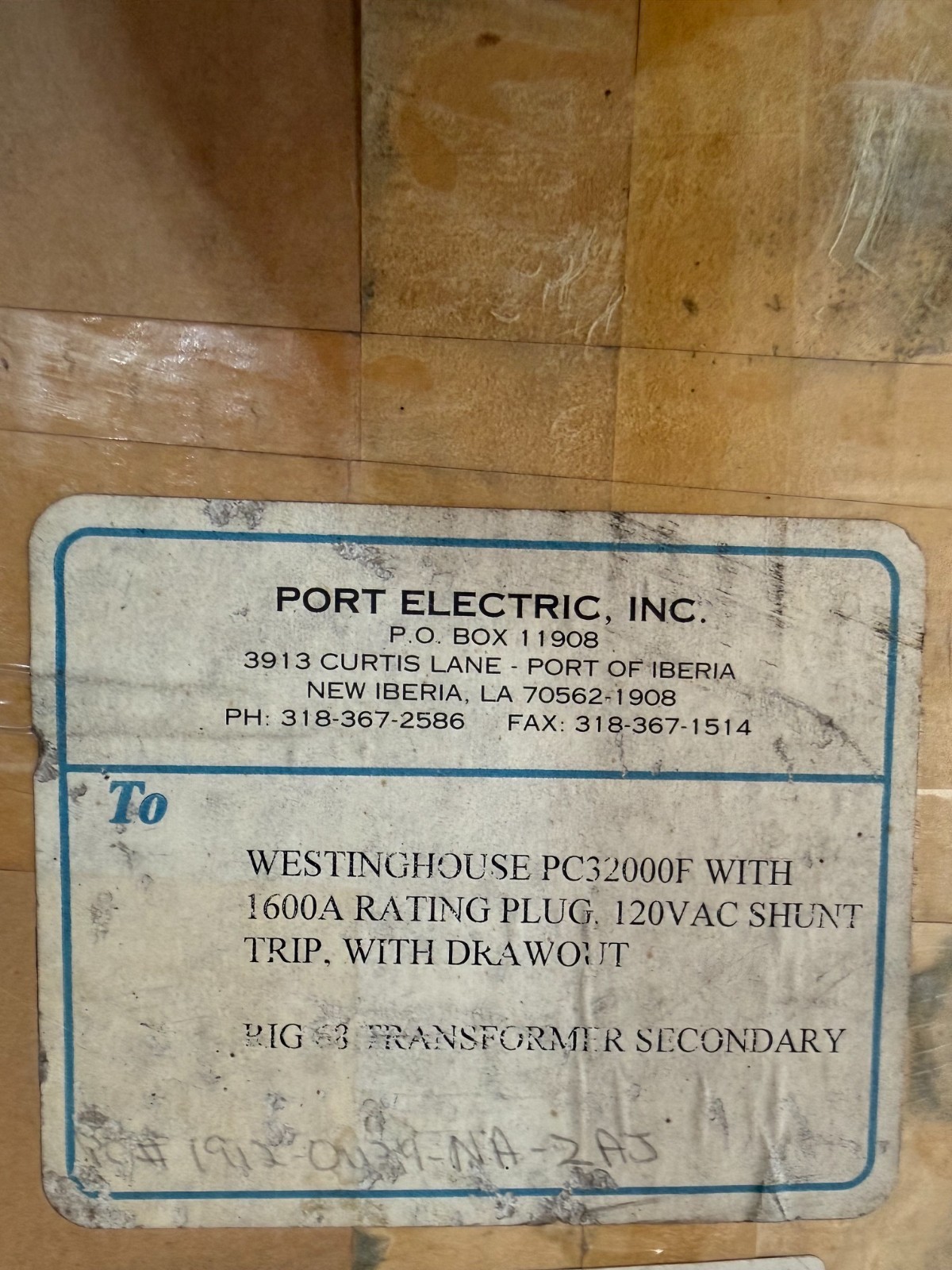 Refurbished WESTINGHOUSE 2000 AMP BREAKER MODEL PC2000 STYLE 2609D12G16 2000 AMP PLUG 2YV8