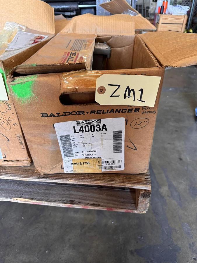 BALDOR EXPLOSION PROOF MOTOR 1/4 HP MODEL L4003A ZM1 ZM2 ZF4A CJ5 1725 RPM