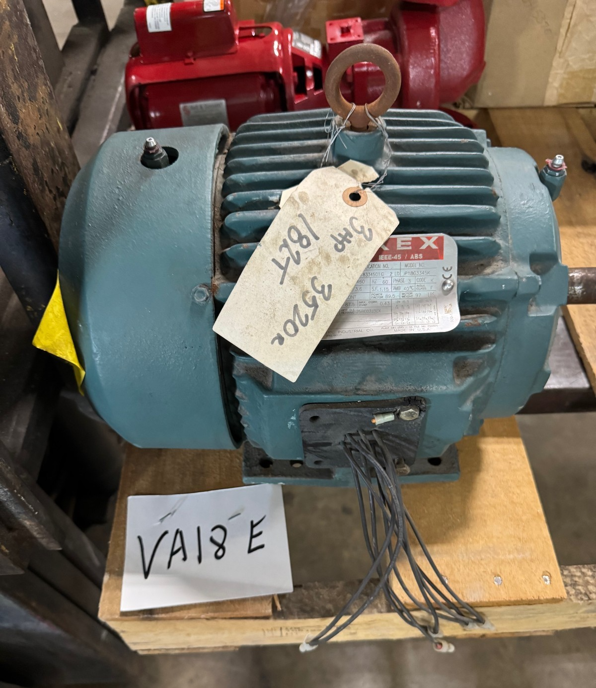 RELIANCE DUTY MASTER Motor 3 HP MODEL 46GP18334501G2LD VA18E 3520 RPM