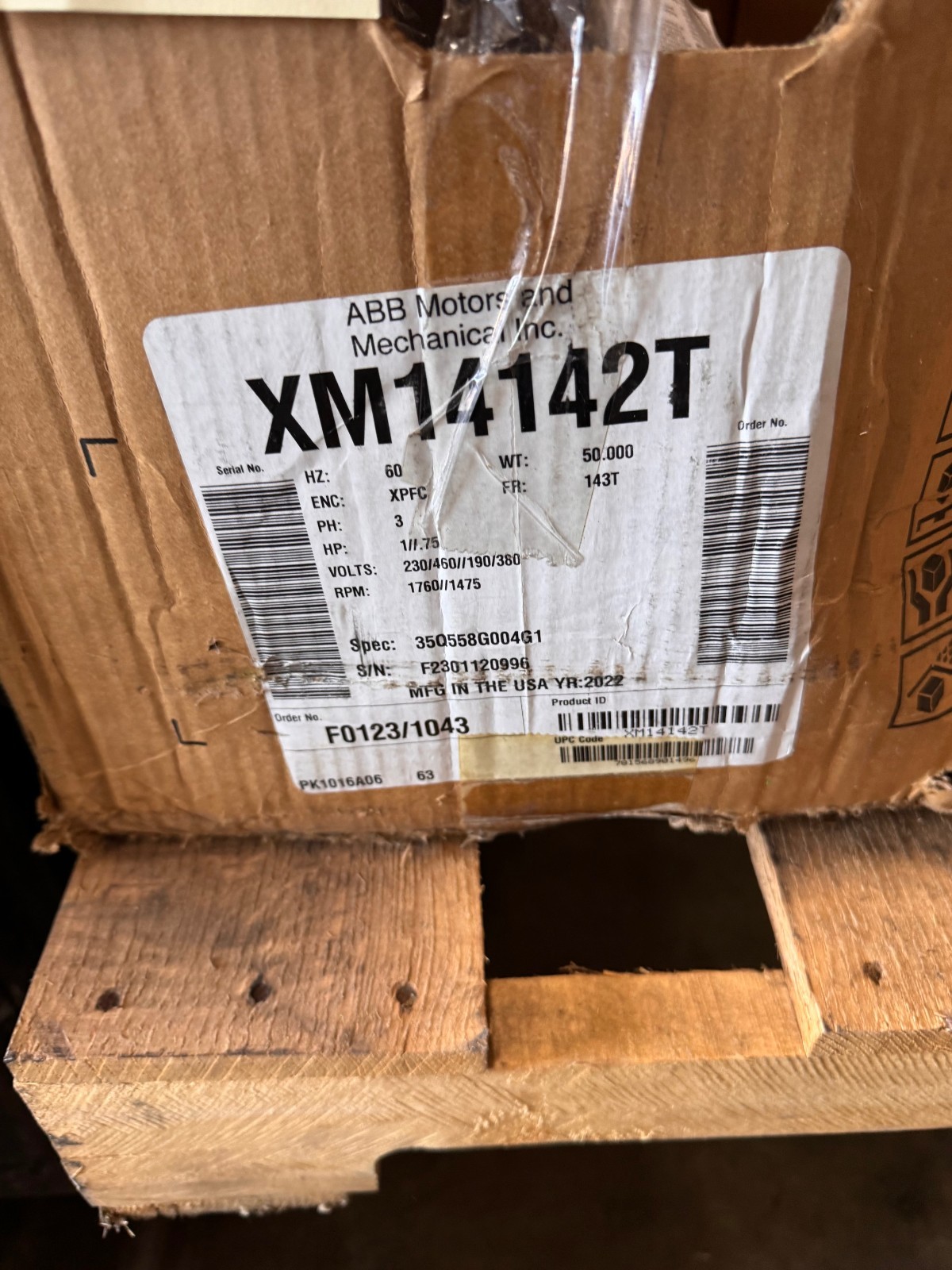 BALDOR  EXPLOSION PROOF MOTOR 1 / 3/4 HP MODEL XM14142T ZK5 ZT5 1760/1475 RPM
