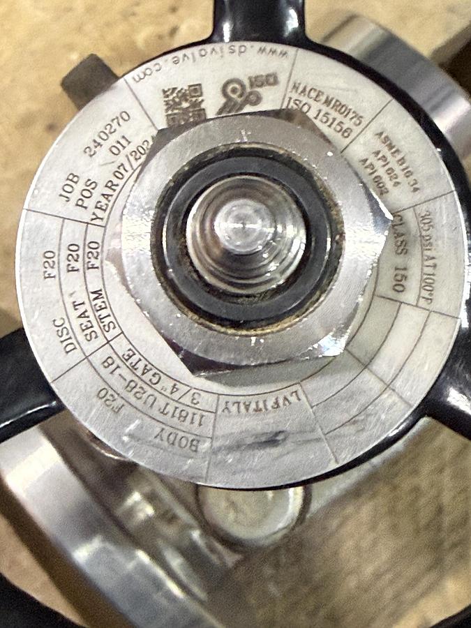 DSI 3/4" 150 RF FS GATE VALVE A-20 BODY A-20 TRIM