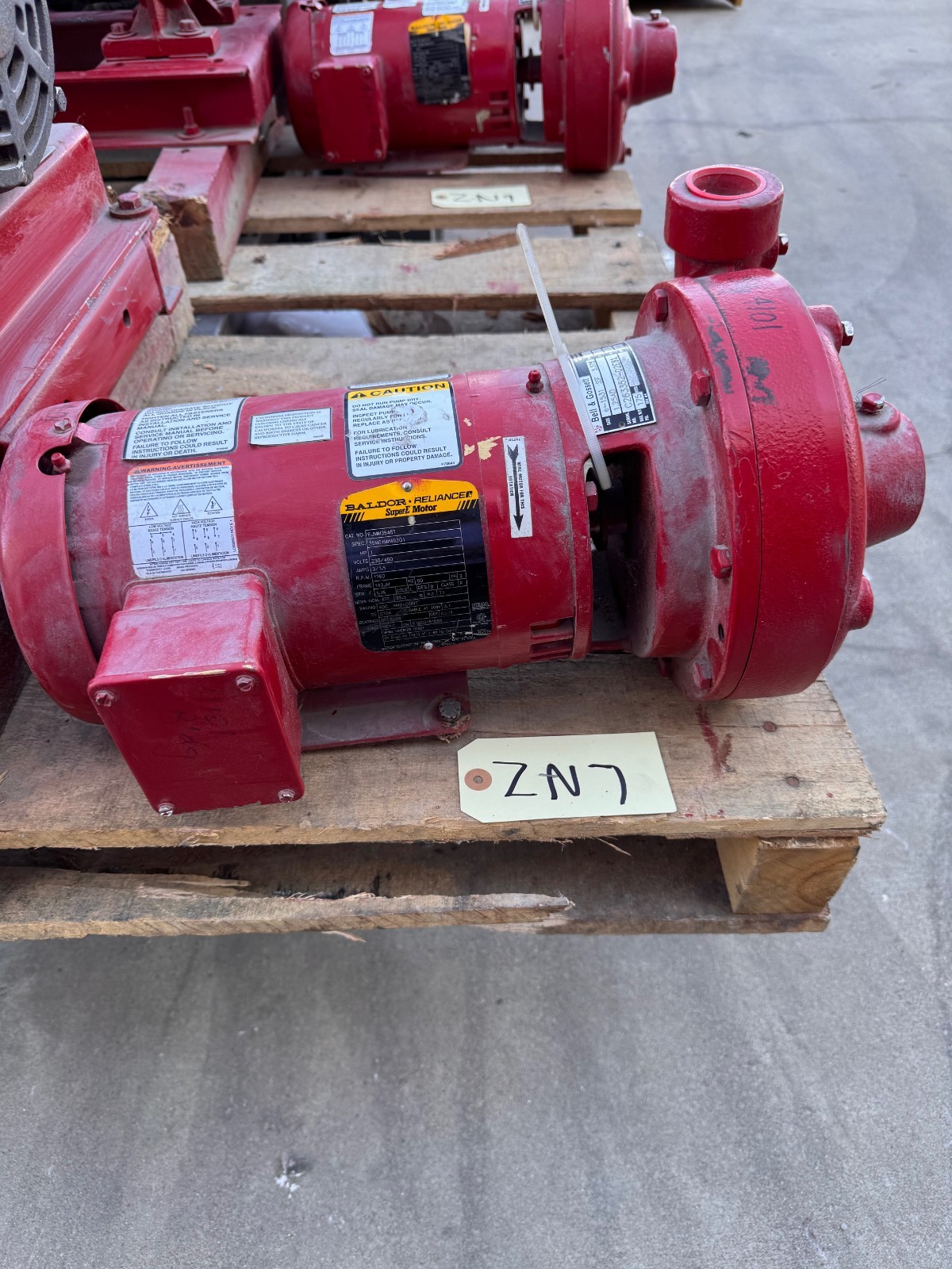 BELL & GOSSETT PUMP 1.25" X 5.375" IMP ZN7 & 9 E-1531 1 HP 1800 RPM 175 PSI