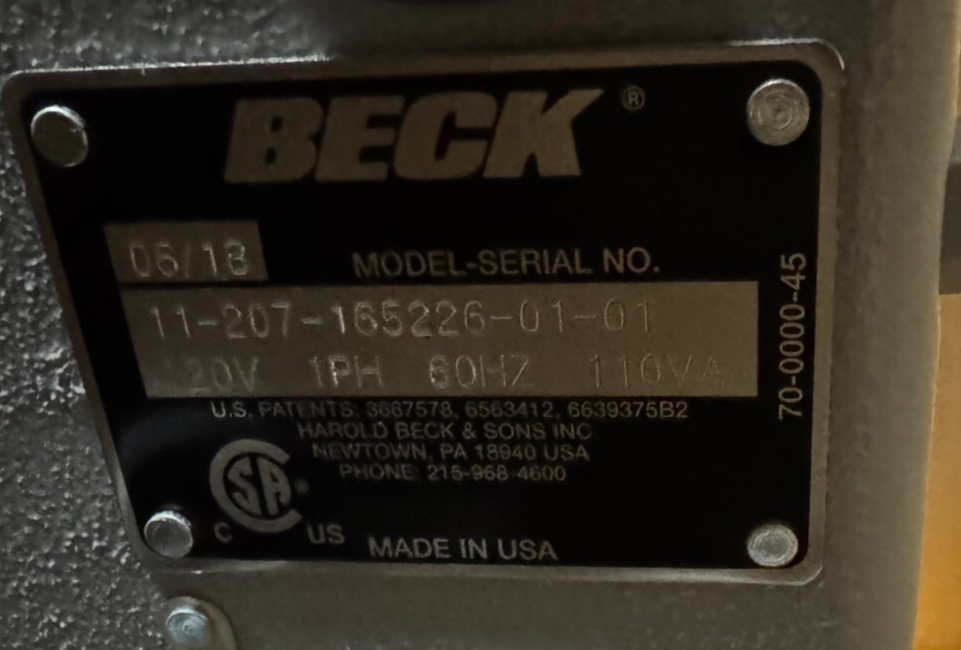 Beck Electric Actuator P1 Model 11-207-165226-01-01 120V 1 PH  110 VA