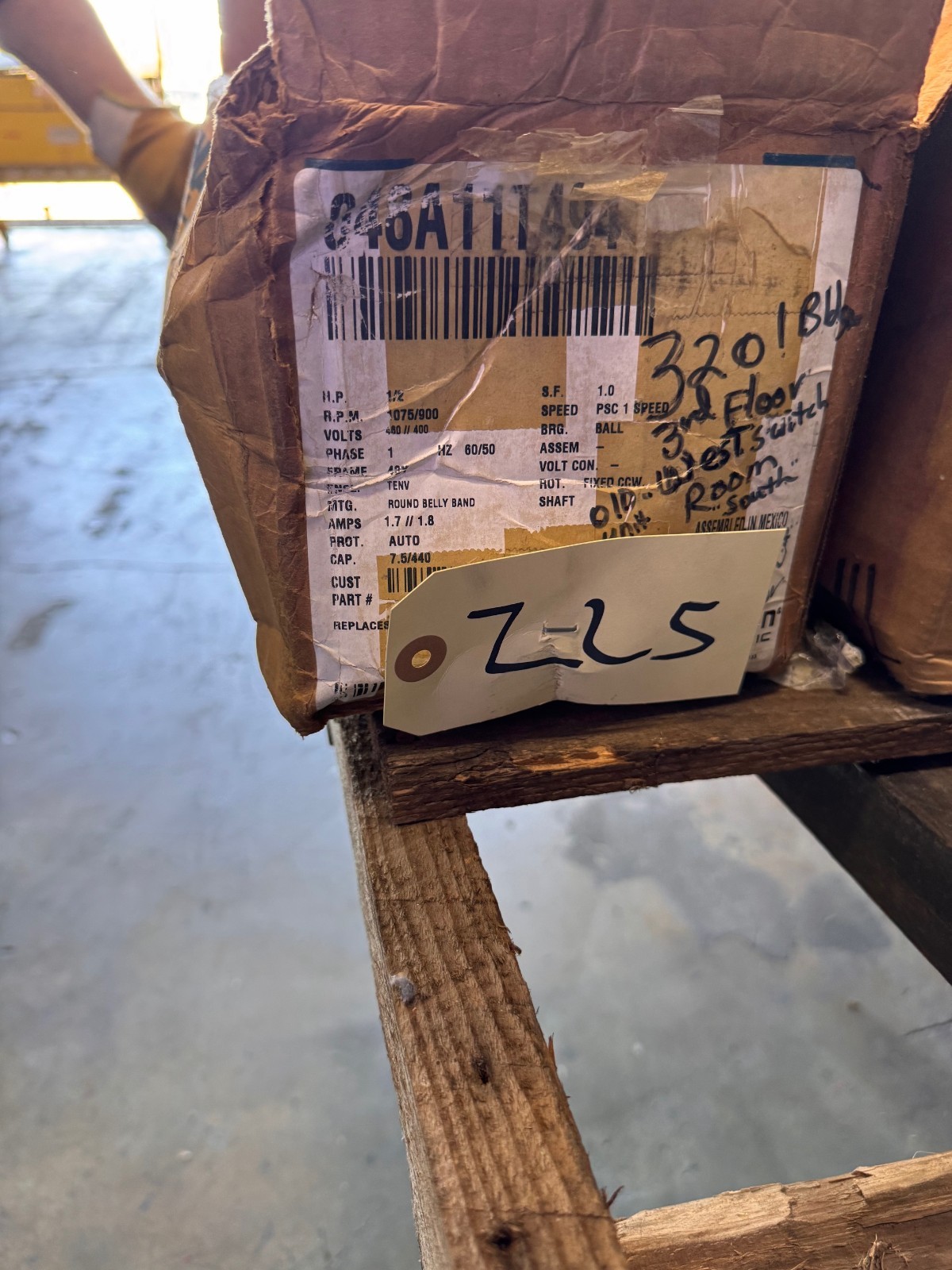 MARATHON Motor 1/2 HP MODEL MOT04767 LWC48A11T494 ZH3 ZL5 1075 RPM 460 V 1 PH