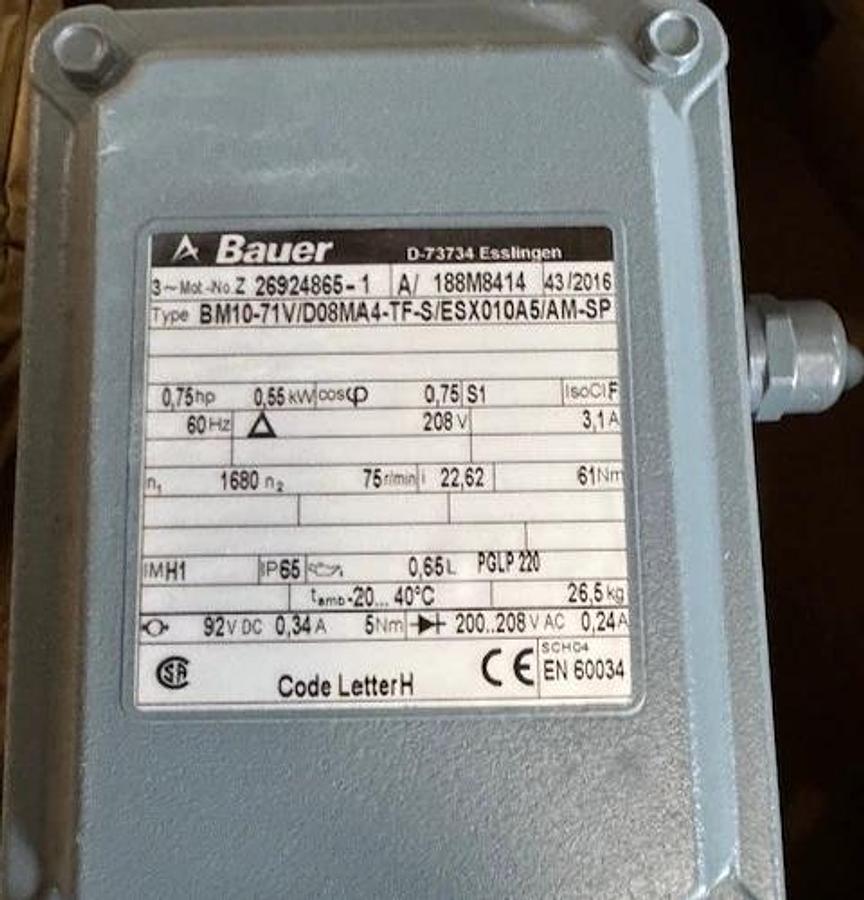 SEW-EURODRIVE GEAR MOTOR WA9 10 M0D K47 DRN100L4/BE5HR/AFQ5 1758 TO 129 RPM 5HP