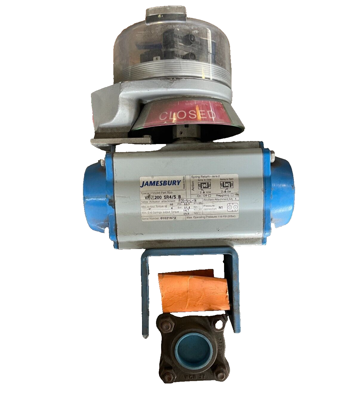 11/2" 1500 3 PC SW A105 CONTROL BALL VALVE JAMESBURY W VPVL200 SR4/5 B ACTUATOR