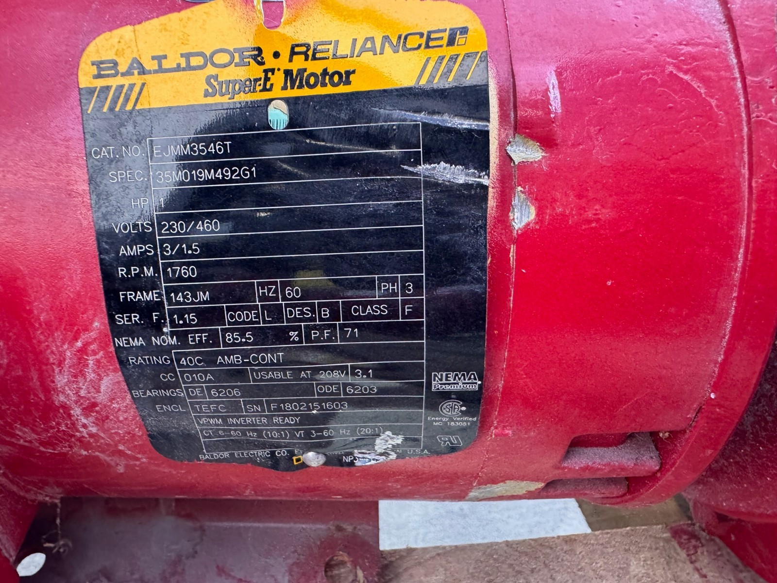 BELL & GOSSETT PUMP 1.25" X 5.375" IMP ZN7 & 9 E-1531 1 HP 1800 RPM 175 PSI