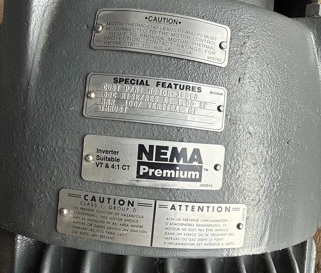 Refurbished US MOTORS INVERTER DUTY MOTOR 15 HP MODEL 20022517-100 2XY 1775 RPM INVERTER DU