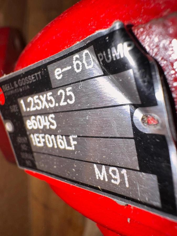 BELL & GOSSETT PUMP 1.25" X 5.25" IMP ZH8 9 SER E604S WEF016LF M81 1/4 HP