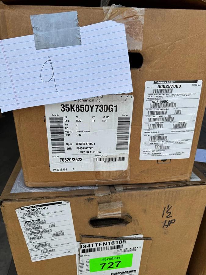 ABB BALDOR MOTOR D4 1 HP 35K850Y730G1 1140 RPM 208-230/460 V AMP 3 PH FR 56H