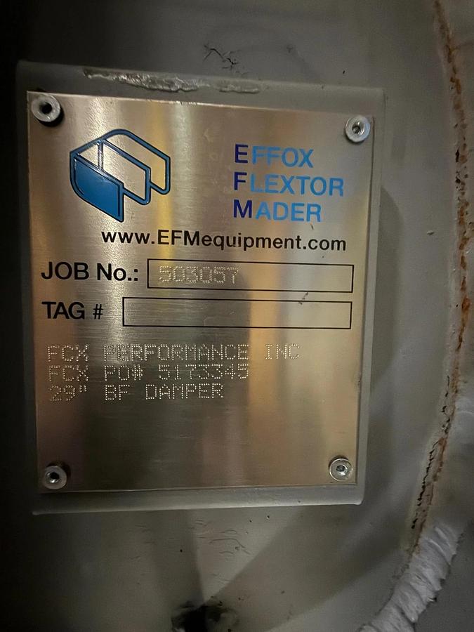 Used EFMequipment 29" BF DAMPER VALVE 503057 WITH JAMESBURY VALV-POWR ACTUATER 2YE