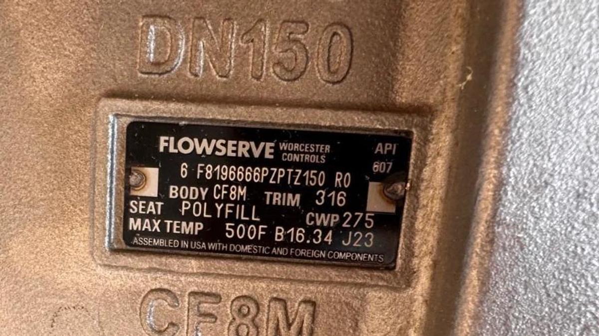 WORCESTER FLOWSERVE 6" 150 RF FULL PORT BALL VALVE 316 STAINLESS STEEL BODY 2XB