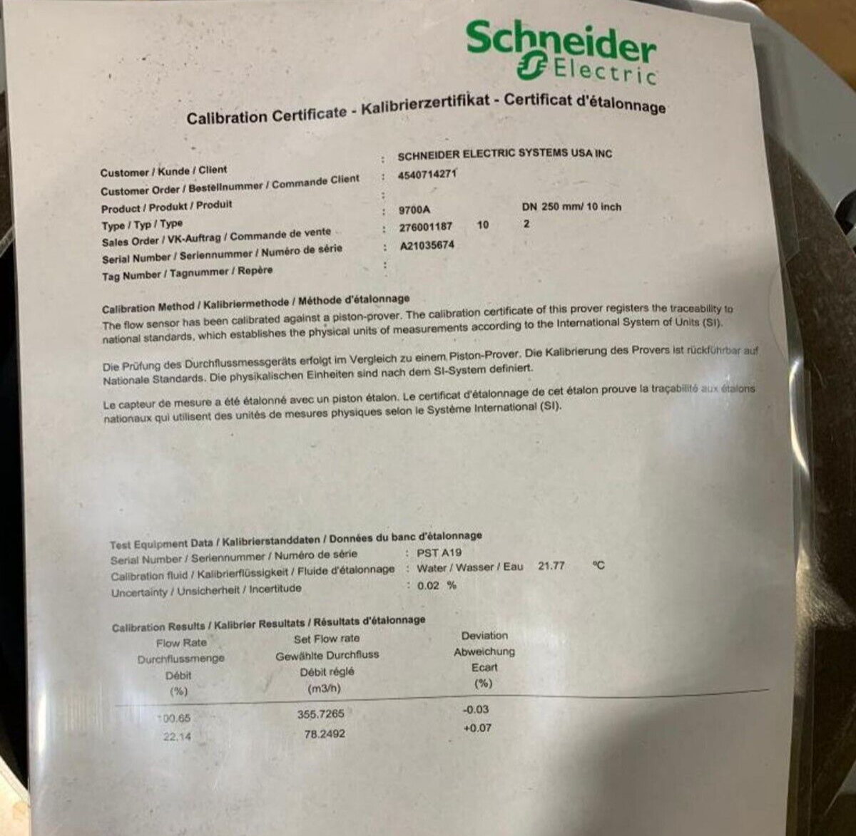 FOXBORO SCHNEIDER MAGNETIC FLOWTUBE 10" MODEL 9700A
