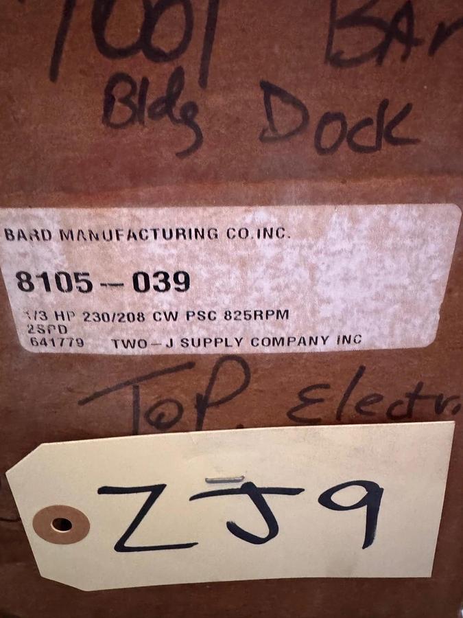 EMERSON Motor 1/3 HP MODEL K55HXBKR-6085 ZJ9 700/825 RPM 208/230 V AMP 1.9 PH 1