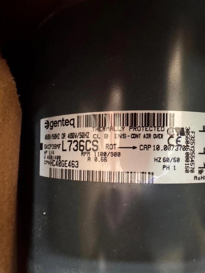 GE Motor 1/4 HP MODEL L736CS HC40GE463A ZH4 ZH6 1100/900 RPM 400/460 V .66 AMP