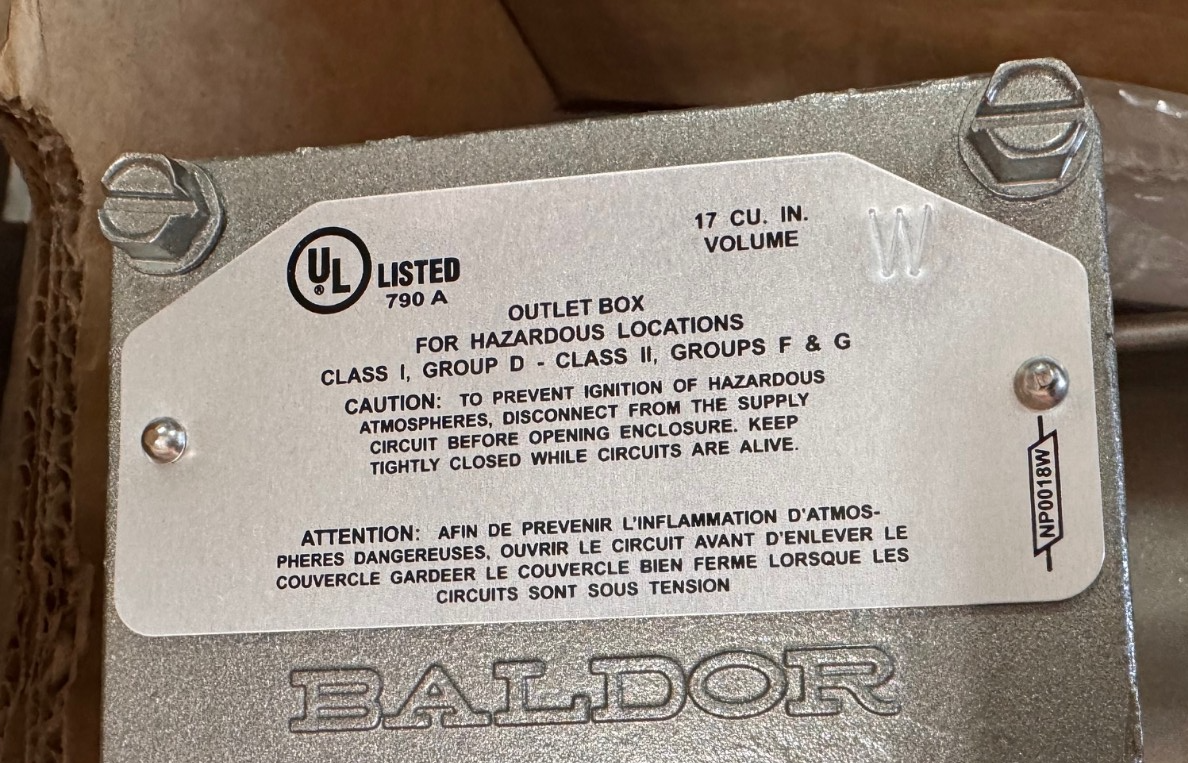 BALDOR EXPLOSION PROOF MOTOR 1/4 HP MODEL L4003A ZM1 ZM2 ZF4A CJ5 1725 RPM