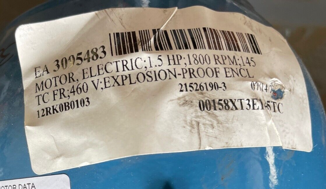 WEG 1.5 HP MOTOR 1755 RPM 250/460 V FRAME 143/5TC 00158XT56145IC