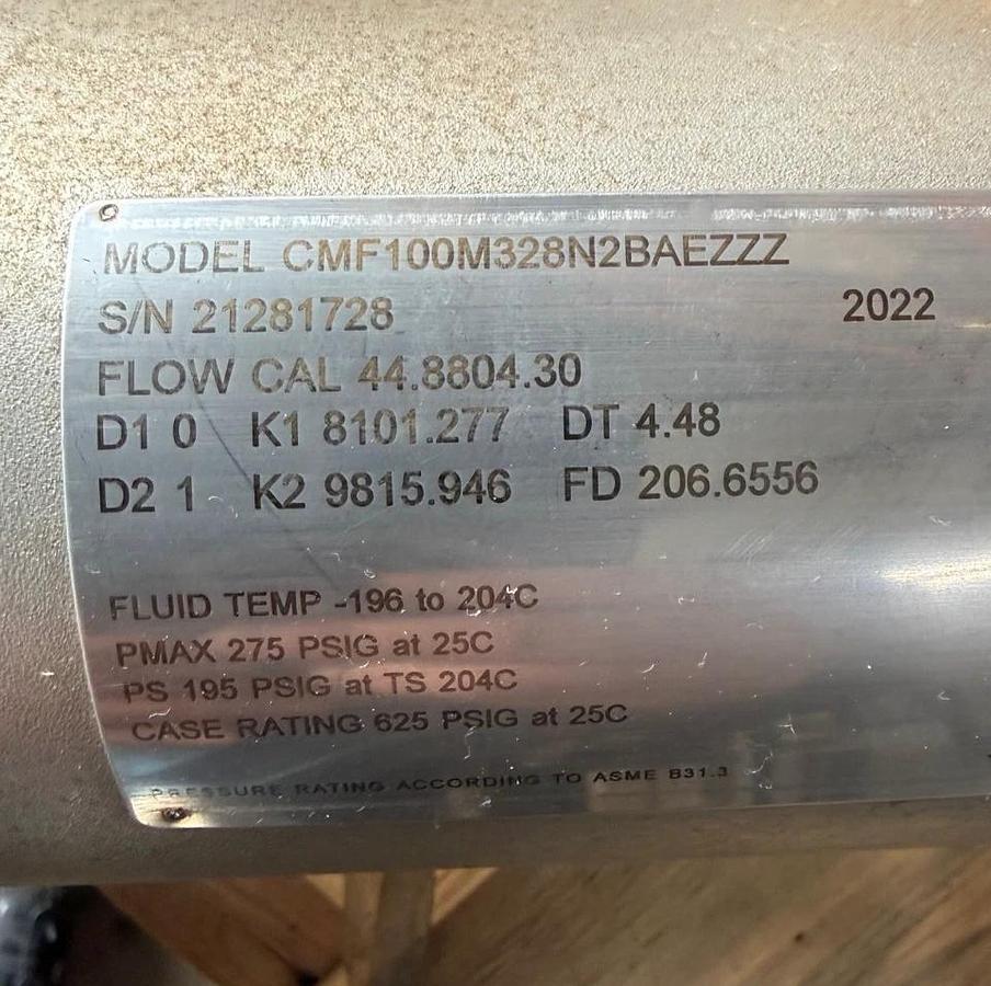 MICROMOTION MASS FLOWMETER ZS1 MODEL CMF100M328N2BAEZZZ 1" 316 SS CSA