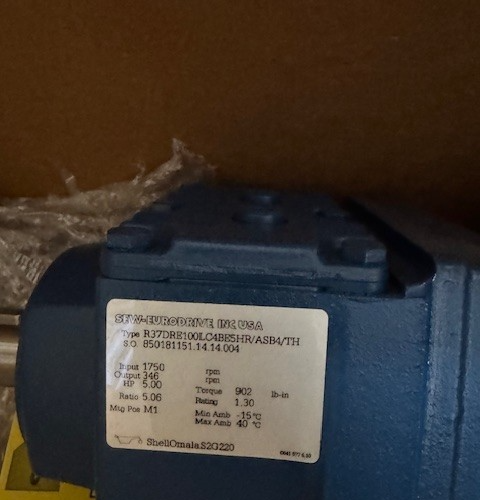SEW-EURODRIVE GEAR MOTOR MOD R37DRE100LC4BE5HR/ASB4/TH 1750 TO 346 RPM 5 HP