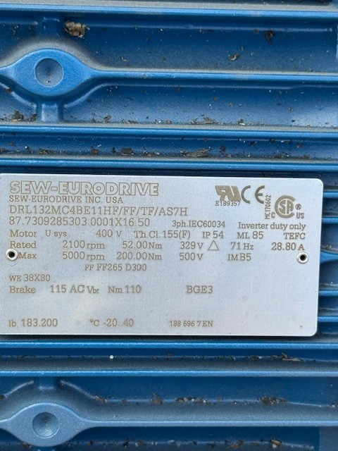 SEW-EURODRIVE MOTOR WITH BRAKE WA22 MOD DRL132MC4BE11F/FF/TF/AS/H