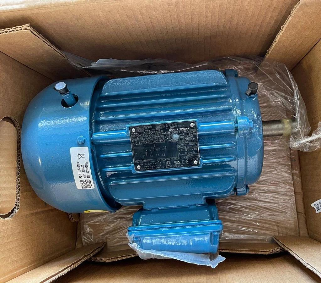 WEG 1 HP MOTOR 1170 RPM 460 V FRAME 145T 00112ST3QIE145T-W22