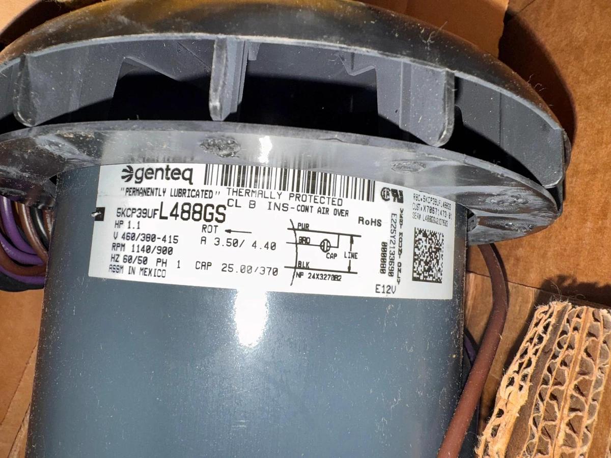 GENTEQ Motor 1 HP MODEL MOT06765 L488GS ZH1 1140/900 RPM 460/380-415 3.5/4.4 AMP
