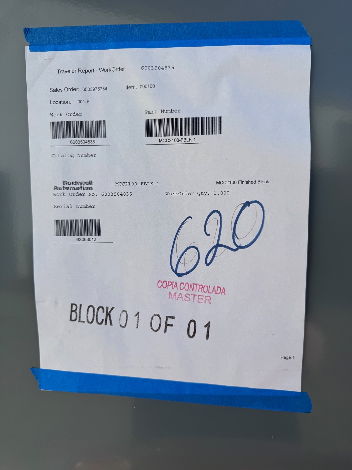 MOTOR CONTROL CENTER ABB MCC2100-FBLK-1 600 AMP VA12D  CAT # 6503975784/100