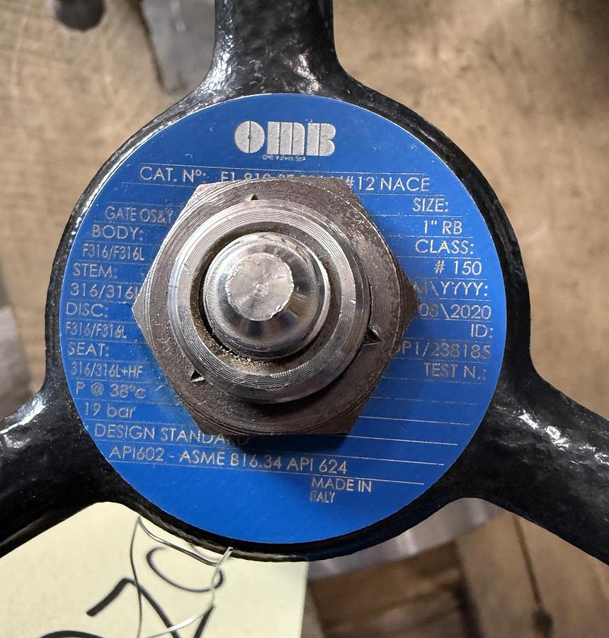 OMB 1" 300 RF FS GATE VALVE 316L BODY 316L TRIM
