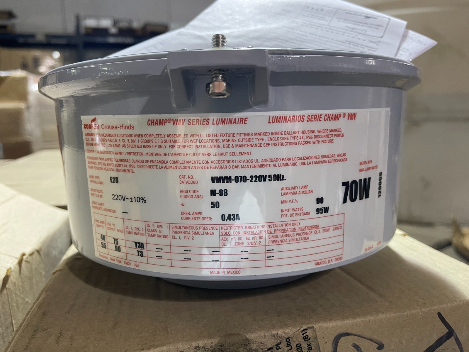 COOPER CROUSE HINDS CHAMP AD12 AD13 AD18 VMVM-070-220V 50 HZ 95 WATT 220 V