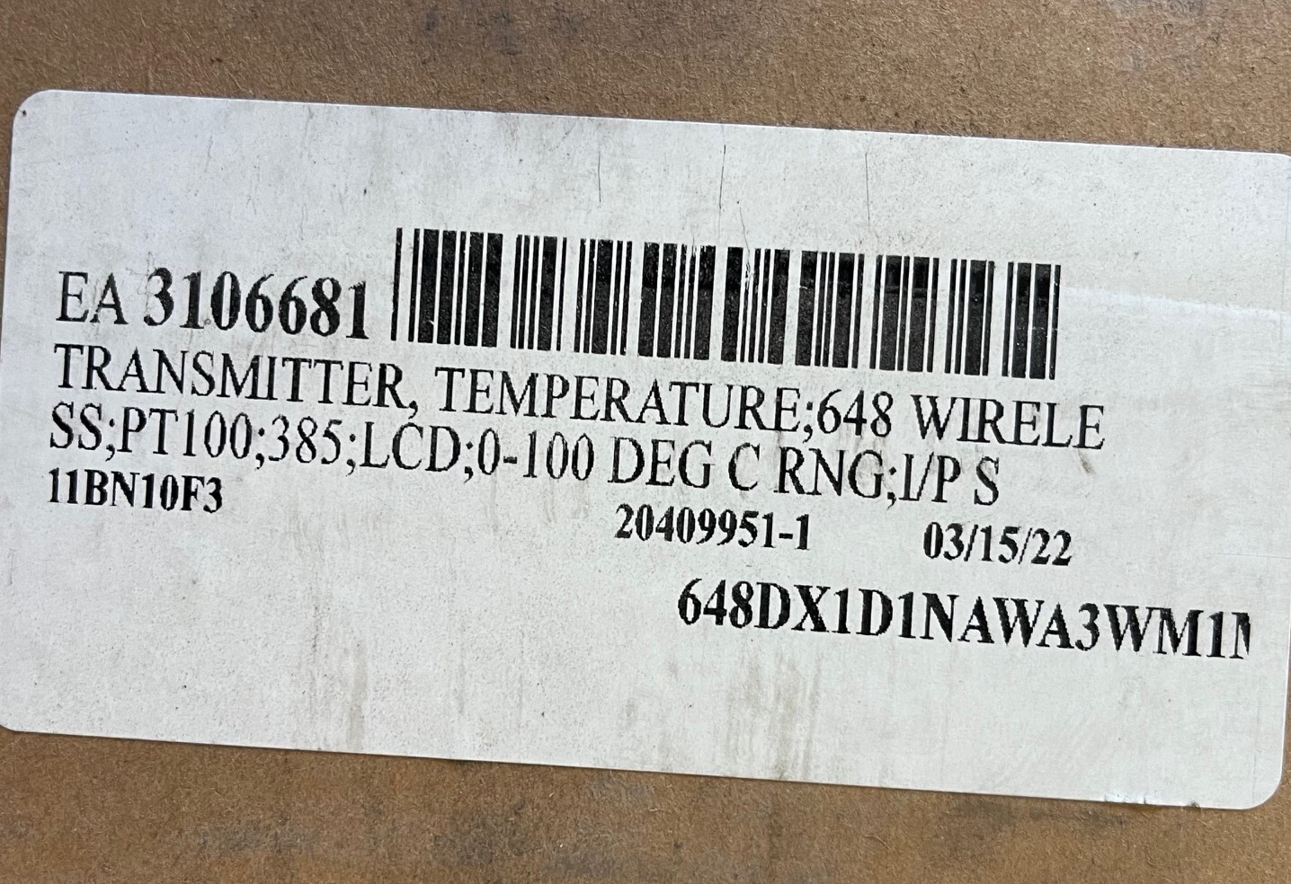ROSEMOUNT TEMPERATURE TRANSMITTER 648DX1D1NAWA3WM1N/5 WIRELESS PT 100 - 385
