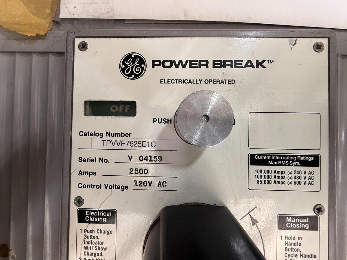 Refurbished GE 2500 AMP BREAKER MODEL TPVVF7625EIC 2YX9 FRAME TPVF7 TRIP PLUG 2500 AMP 2YX9
