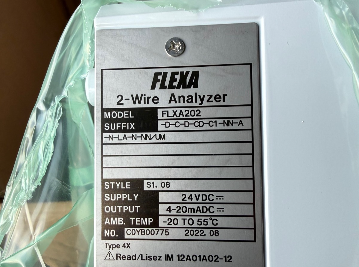 YOKOGAWA FLEXA 2-WIRE LIQUID ANALYZER ZU3 ZU4 MOD FLXA202 24 VDC TYPE 4X