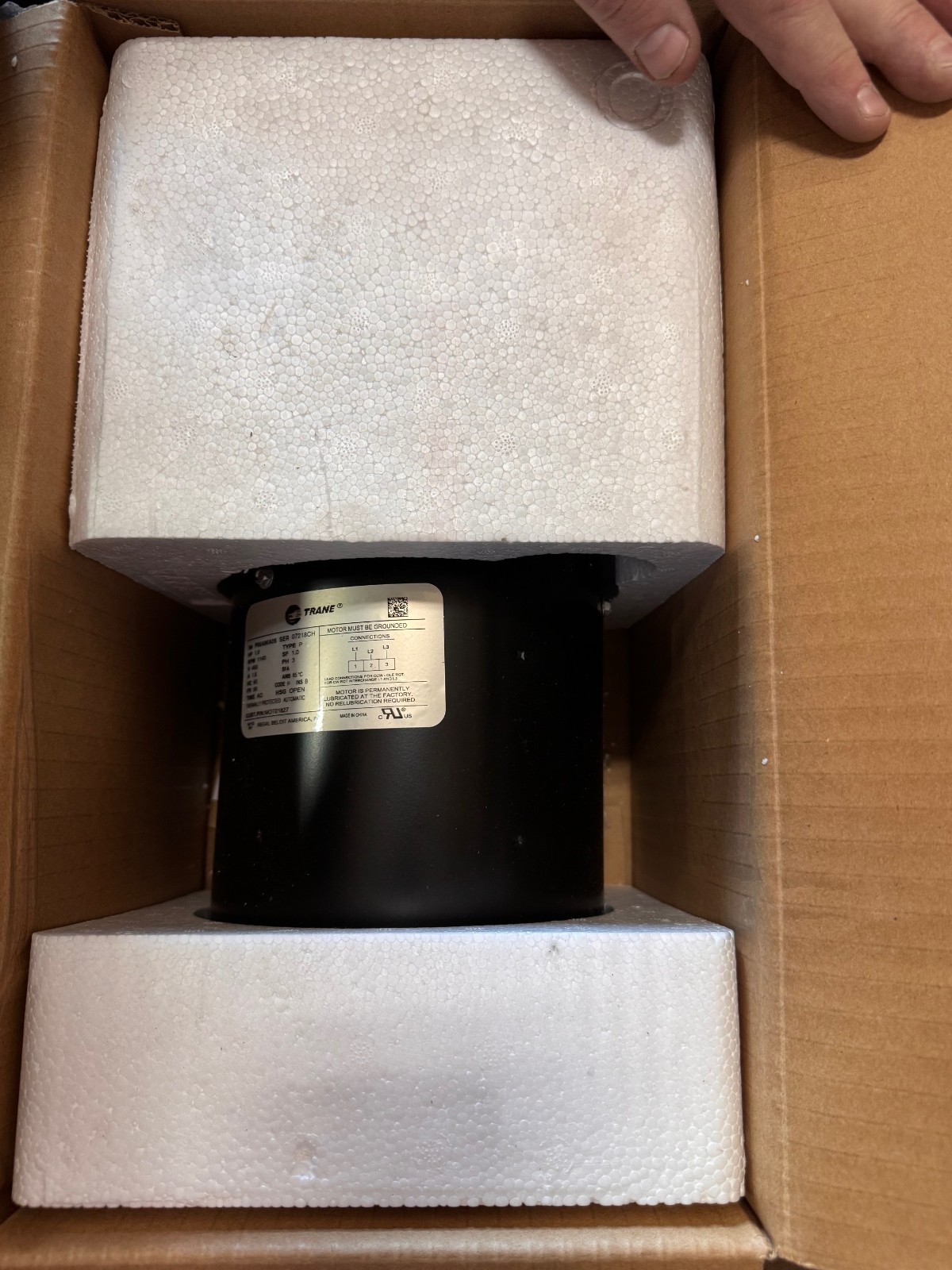 TRANE Motor 1 HP MODEL MOT01827 P56A96A05 ZFA7 ZK3 ZL21140 RPM 460V 1.8 AMP 3 PH