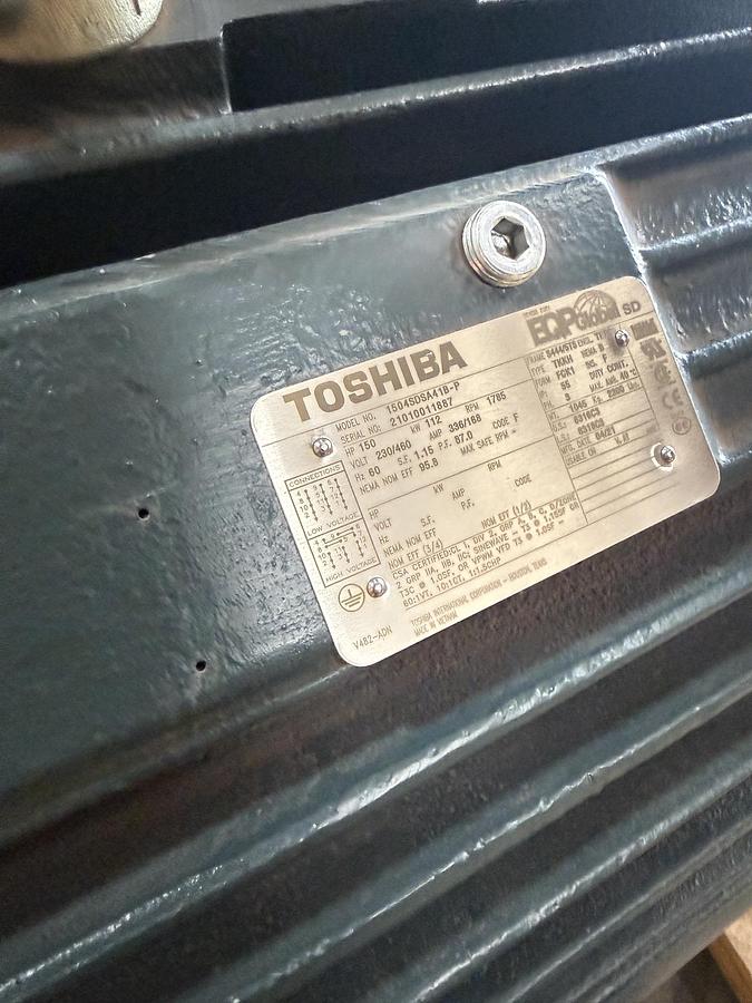 TOSHIBA 150 HP MOTOR MODEL 1504SDSA41B-P 230/460 V 1785 RPM EPQ SEVERE DUTY