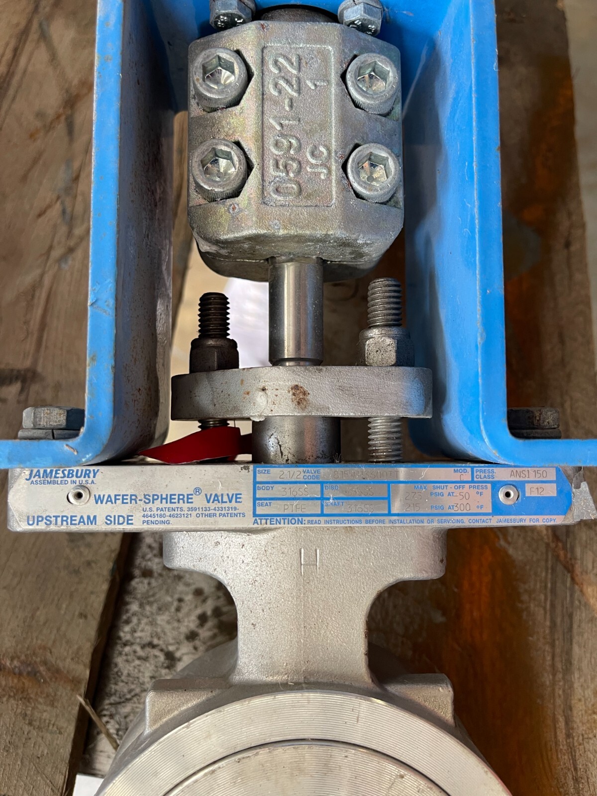21/2" 150 WAFER HI PERFORMANCE BUTTERFLY JAMESBURY W ACTUATOR 316 815W113600TTA