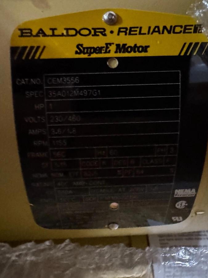 BALDOR DC MOTOR M6 1HP MOD CD5318 1750 RPM 180 VOLT DC .3/.6 AMP 3 PH AMP FR56C