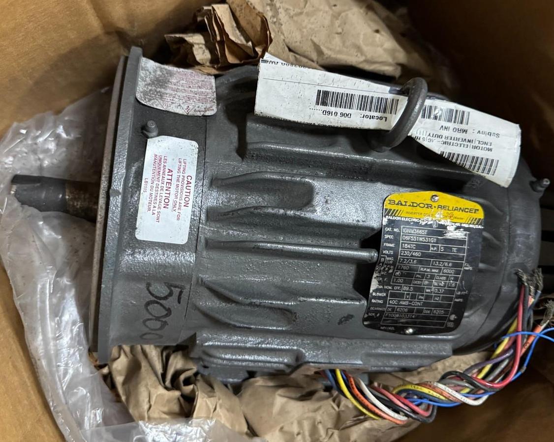 BALDOR MOTOR J3 5HP 06F551W531G1 1760RPM 230/460V 3PH 7.2/3.6 13.2/6.6 A FR184TC