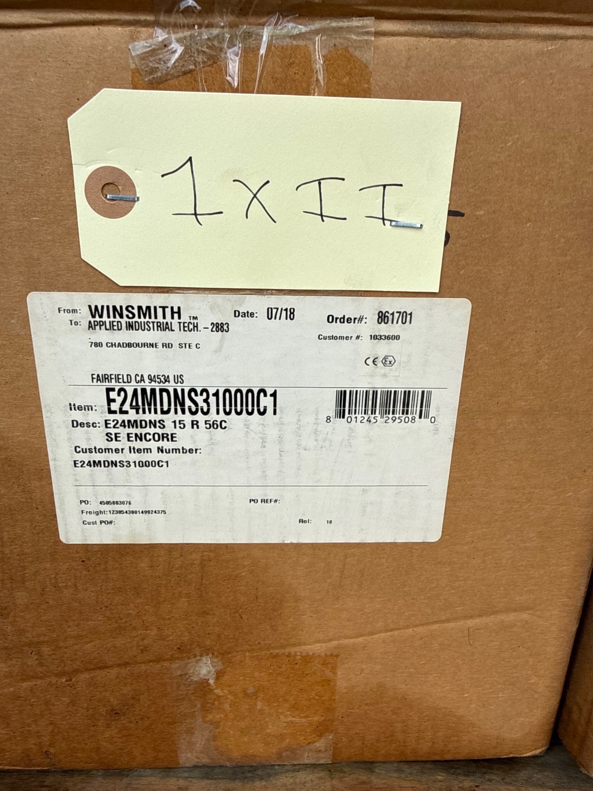 SE ENCORE WINSMITH GEAR REDUCER 1XII MODEL E-24MDNS31000C1 1750 RPM IN 15 TO 1