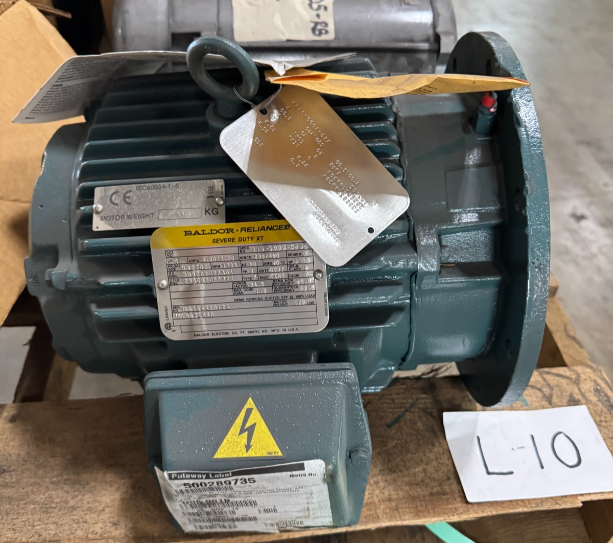 BALDOR Vertical MOTOR L10 1 HP MODEL CEM3556 1735 RPM 230/460 V 3 PH 4/2 AMP