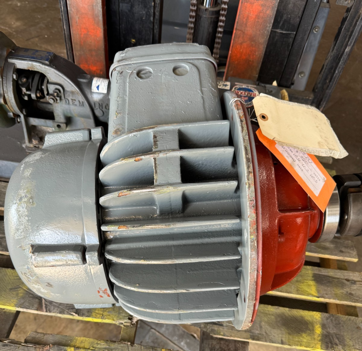 DEMAG CRANE MOTOR 13 HP OO1 MODEL 1953034 1710 RPM 440 V 3 PH 60 HZ 24/14 AMPS