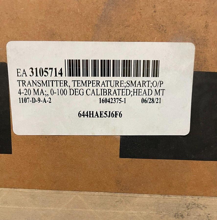 ROSEMOUNT TEMP TRANSMITTER SMART OP 4-20 MA 0-100 DEG HEAD MOUNT 664HAE5J6F6