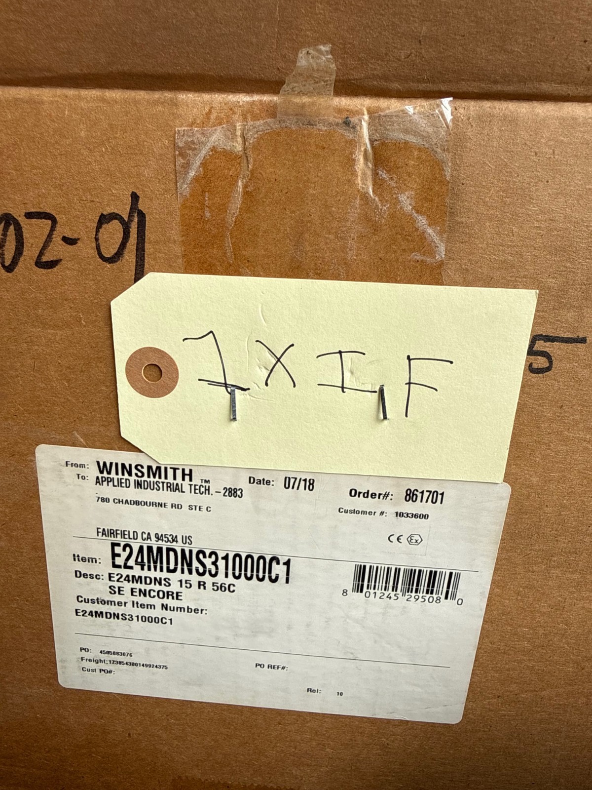 SE ENCORE WINSMITH GEAR REDUCER 1XIF 1XII MOD E-24MDNS31000C1 1750 RPM IN