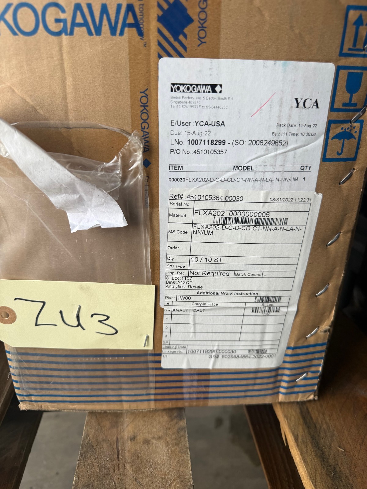 YOKOGAWA FLEXA 2-WIRE LIQUID ANALYZER ZU3 ZU4 MOD FLXA202 24 VDC TYPE 4X