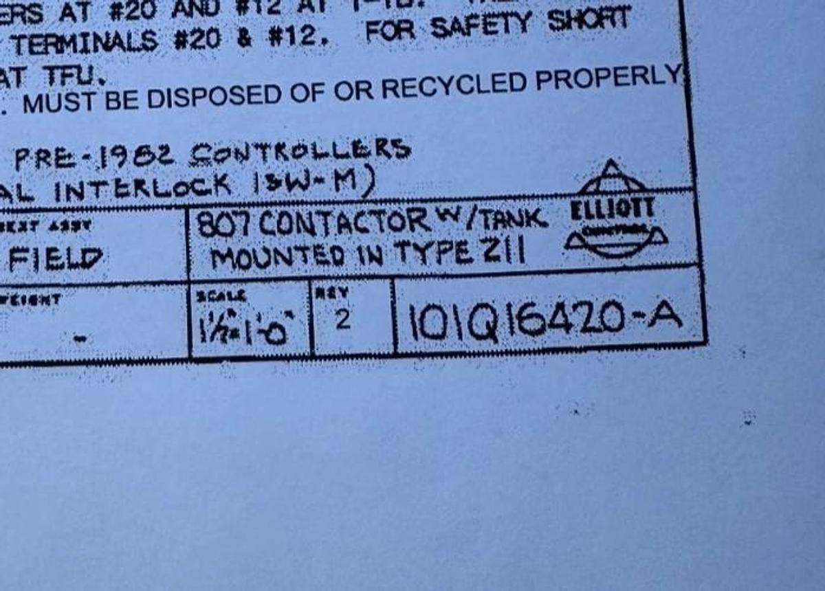 ELLIOTT 807 CONTACTOR XA10 W TANK TYPE 211